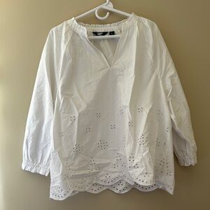 Lands' End white cotton eyelet top